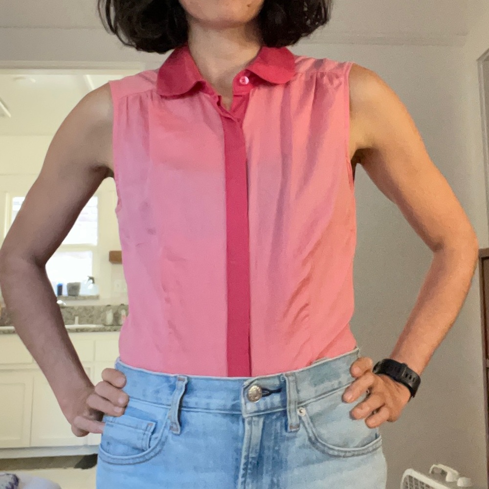 The Limited XS Pink Sleeveless Button-down Blouse